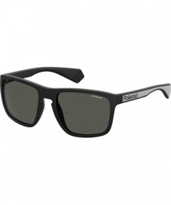 Rectangular POLAROID SUNGLASSES PLD 2079 807 M9 BLACK POLARIZED LENSES - C318OMEA6DY $42.75