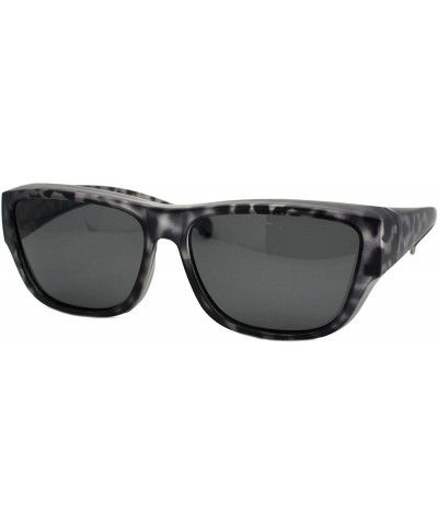 Rectangular TAC Polarized Lens Fit Over Sunglasses Matted Tortoise Print Rectangular UV400 - Grey - C5194G7MH4Q $11.05
