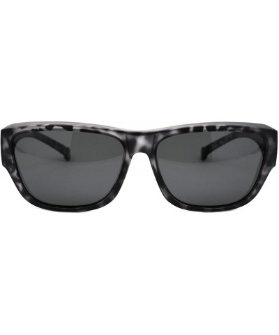 Rectangular TAC Polarized Lens Fit Over Sunglasses Matted Tortoise Print Rectangular UV400 - Grey - C5194G7MH4Q $11.05