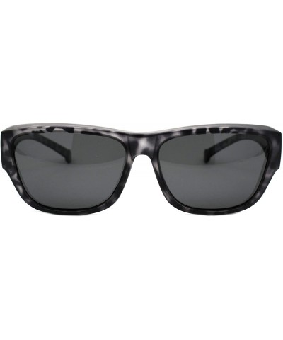 Rectangular TAC Polarized Lens Fit Over Sunglasses Matted Tortoise Print Rectangular UV400 - Grey - C5194G7MH4Q $11.05