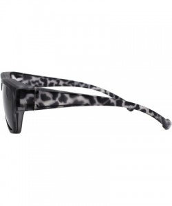 Rectangular TAC Polarized Lens Fit Over Sunglasses Matted Tortoise Print Rectangular UV400 - Grey - C5194G7MH4Q $11.05