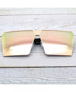 Square Oversized Flat Top Metal Square Sleek Retro Mirrored Oceanic Lens Sunglasses - Pink Mirrored - CB12O6ZIR39 $9.23