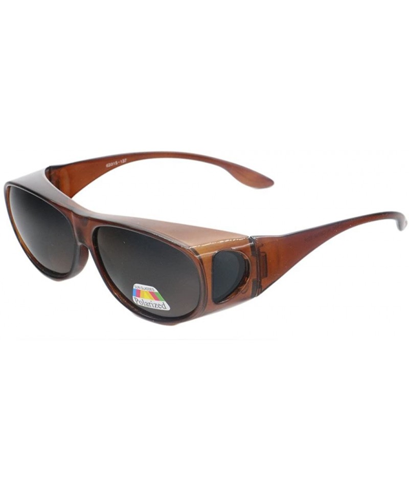 Wrap Unisex Wear Over Prescription Glasses Fitover Sunglasses Polarized Lens UV400 - Brown/Brown - C612GGRGPPB $11.31