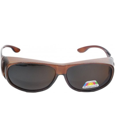 Wrap Unisex Wear Over Prescription Glasses Fitover Sunglasses Polarized Lens UV400 - Brown/Brown - C612GGRGPPB $11.31