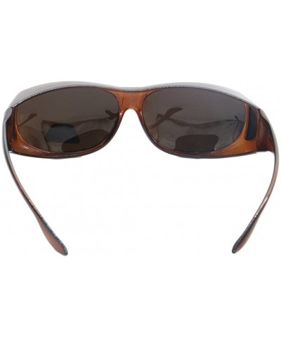 Wrap Unisex Wear Over Prescription Glasses Fitover Sunglasses Polarized Lens UV400 - Brown/Brown - C612GGRGPPB $11.31