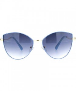 Cat Eye Womens Rhinestone Jewel Hinge Metal Rim Cat Eye Sunglasses - Blue Smoke - CF18NWT7G35 $10.69