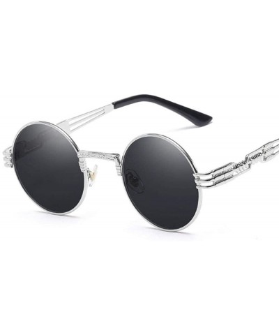 Aviator Vintage Retro Gothic Steampunk Mirror Sunglasses Gold And Black Sun Green - Silver Gray - C818YZTO4L0 $8.32