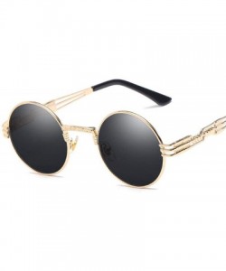 Aviator Vintage Retro Gothic Steampunk Mirror Sunglasses Gold And Black Sun Green - Silver Gray - C818YZTO4L0 $8.32