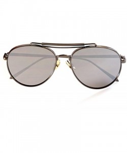 Aviator Mirrored Double Brow Bar Sunglasses 55 mm Flat Lens A004 - Gun Metal/ Mirror - CL18568KOU6 $11.70