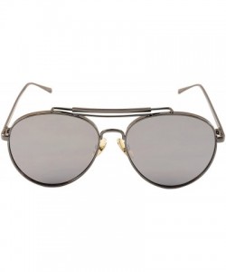 Aviator Mirrored Double Brow Bar Sunglasses 55 mm Flat Lens A004 - Gun Metal/ Mirror - CL18568KOU6 $11.70