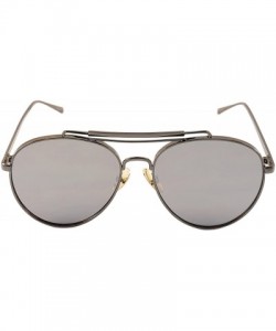 Aviator Mirrored Double Brow Bar Sunglasses 55 mm Flat Lens A004 - Gun Metal/ Mirror - CL18568KOU6 $11.70
