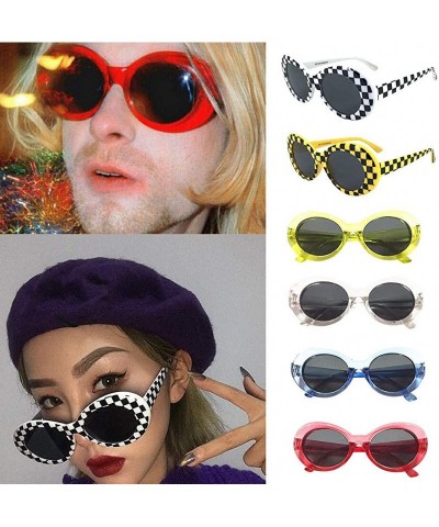 Oversized Vintage Clout Goggles Unisex Round Frame Sunglasses Rapper Oval Shades Grunge Glasses - C - CU18TQWWLW9 $9.28