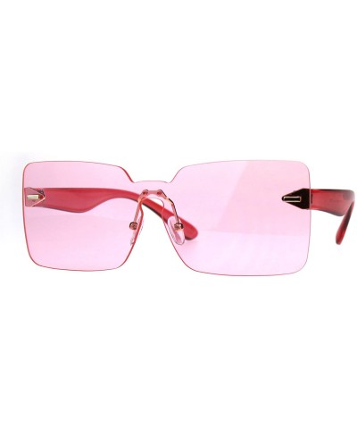 Oversized Womens Mod Flat Panel Shield Rectangular Oversize Retro Sunglasses - Red - CD189ILM257 $12.41