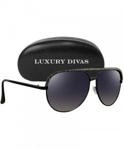 Round Black Rhinestone Aviator Sunglasses With Hard Case - CP12HPNREJ1 $18.59