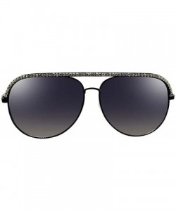 Round Black Rhinestone Aviator Sunglasses With Hard Case - CP12HPNREJ1 $18.59