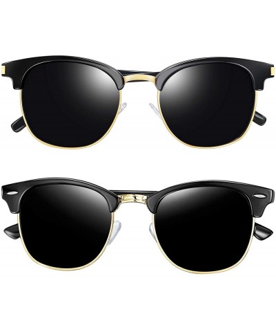 Rimless Semi Rimless Polarized Sunglasses Women Men Retro Brand Sun Glasses - Gloss Black+classic Black - CR196Z63ADA $14.07