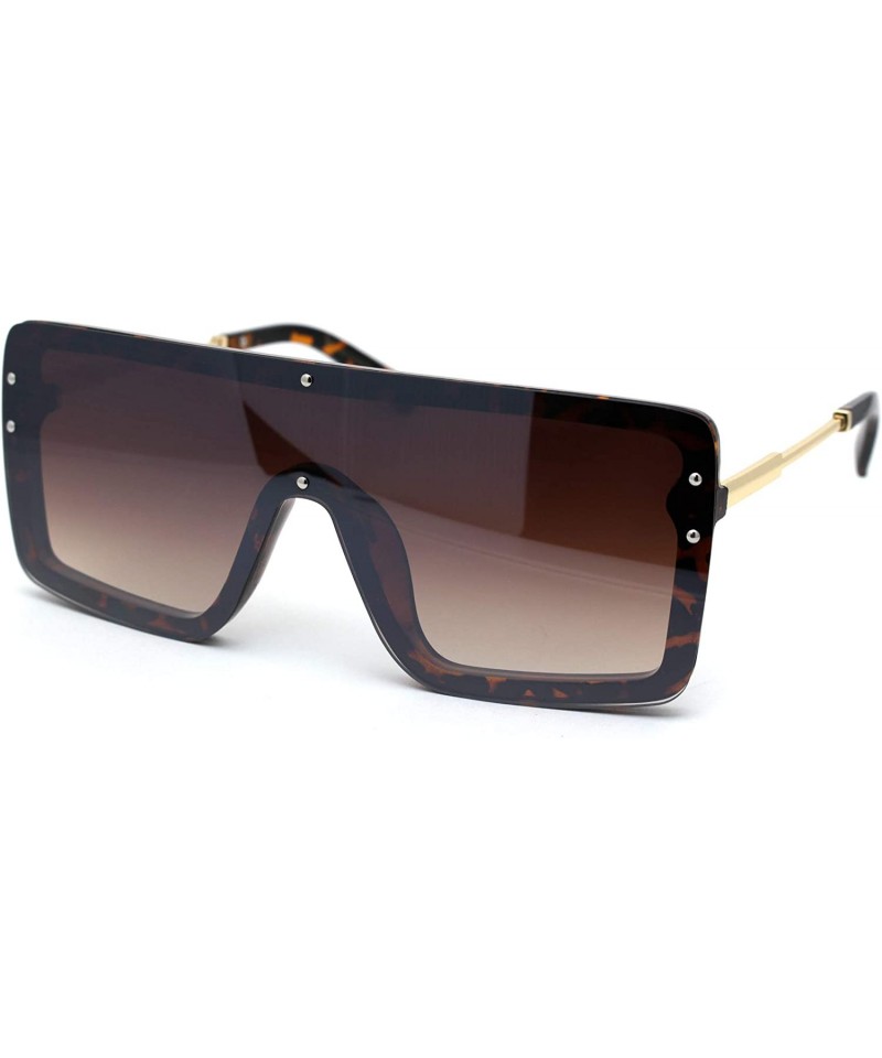 Shield Womens Futuristic Oversize Rectangular Shield Robotic Sunglasses - Tortoise Brown - CZ18XH552R6 $12.92