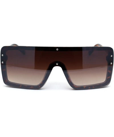 Shield Womens Futuristic Oversize Rectangular Shield Robotic Sunglasses - Tortoise Brown - CZ18XH552R6 $12.92