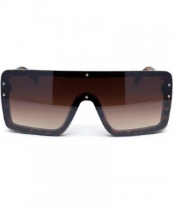 Shield Womens Futuristic Oversize Rectangular Shield Robotic Sunglasses - Tortoise Brown - CZ18XH552R6 $12.92