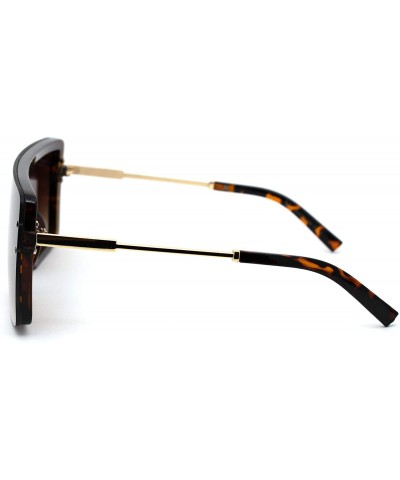 Shield Womens Futuristic Oversize Rectangular Shield Robotic Sunglasses - Tortoise Brown - CZ18XH552R6 $12.92