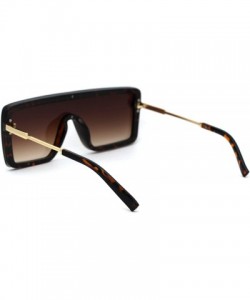 Shield Womens Futuristic Oversize Rectangular Shield Robotic Sunglasses - Tortoise Brown - CZ18XH552R6 $12.92