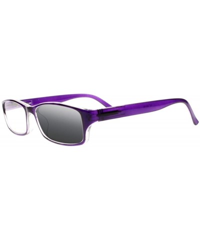 Rectangular Half Transparent Frame Transition Photochromic Sun Reading Glasses UV400 Sunglasses - Purple - CU18DAD59NS $14.77