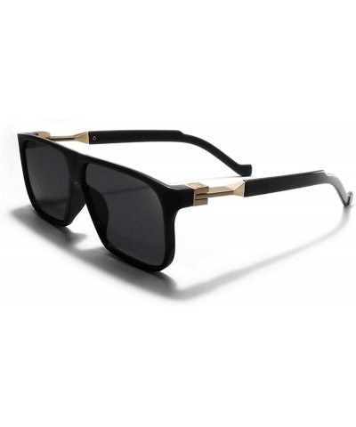 Goggle Fashion Sunglasses Mens Rectangle Men Brand Designer Retro Vintage Glasses Black S6095 - Black - C2197A33G27 $31.80