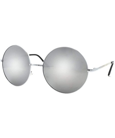 Round John Lennon 60's Vintage Round Hippie Sunglasses P2012 - Silver-mirror Lens - CI12GJFM9FP $10.92