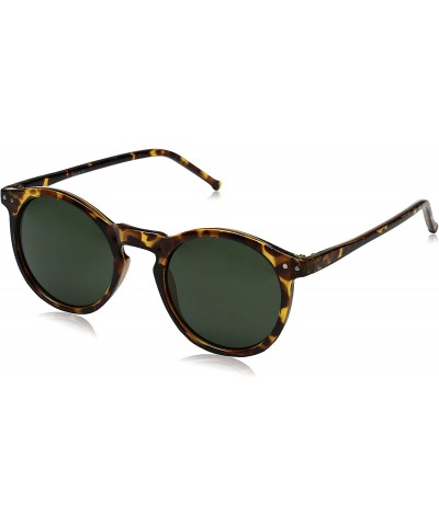 Oval Vintage Retro Horn Rimmed Round Circle Sunglasses with P3 Keyhole Bridge - Tortoise / Smoke - CE11C2N9GHX $9.68