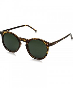 Oval Vintage Retro Horn Rimmed Round Circle Sunglasses with P3 Keyhole Bridge - Tortoise / Smoke - CE11C2N9GHX $9.68