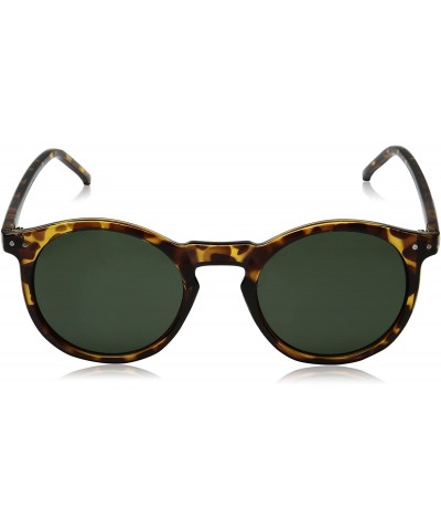 Oval Vintage Retro Horn Rimmed Round Circle Sunglasses with P3 Keyhole Bridge - Tortoise / Smoke - CE11C2N9GHX $9.68