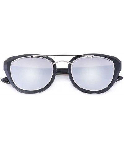 Wayfarer Chic Flat Lens Thick Rimmed Brow Bar Sunglasses"Jaclyn" (Silver - As Shown) - CQ12O4760WS $13.21