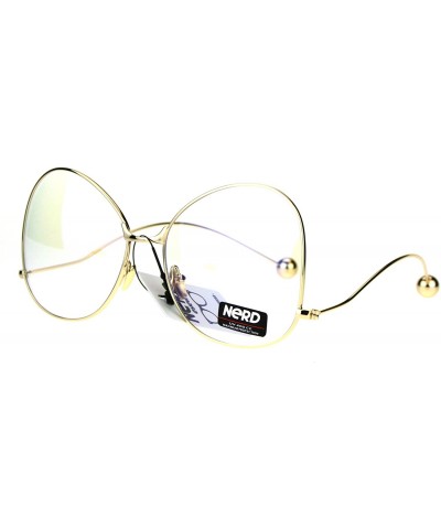 Butterfly Womens Fashion Clear Lens Glasses Unique Low Curved Ball Tip Temple - Gold - CG186TMO5Y2 $12.66