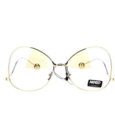 Butterfly Womens Fashion Clear Lens Glasses Unique Low Curved Ball Tip Temple - Gold - CG186TMO5Y2 $12.66