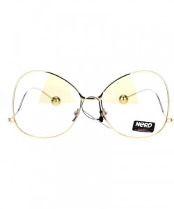 Butterfly Womens Fashion Clear Lens Glasses Unique Low Curved Ball Tip Temple - Gold - CG186TMO5Y2 $12.66