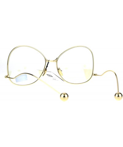 Butterfly Womens Fashion Clear Lens Glasses Unique Low Curved Ball Tip Temple - Gold - CG186TMO5Y2 $12.66