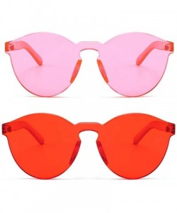 Rimless Women One Piece Rimless Transparent Tinted Sunglasses Colored Lens - 2 Pack- Rose Ad Red - C018TGDZ95D $17.55