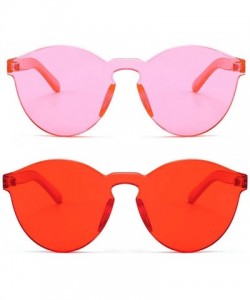 Rimless Women One Piece Rimless Transparent Tinted Sunglasses Colored Lens - 2 Pack- Rose Ad Red - C018TGDZ95D $17.55