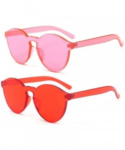 Rimless Women One Piece Rimless Transparent Tinted Sunglasses Colored Lens - 2 Pack- Rose Ad Red - C018TGDZ95D $17.55