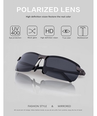 Rimless Mens Sports Polarized Sunglasses UV Protection Fashion Sunglasses for Men Fishing Driving - CM18KQHAU0O $24.48