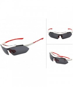 Sport Polarized Sports Sunglasses UV400 Riding goggles for Men Women Glasses - Red/White - C818TA74HE7 $9.46