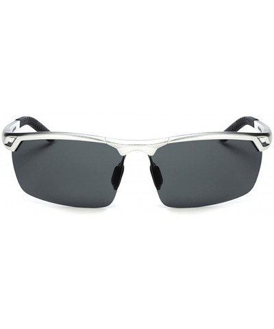 Sport Sports Sunglasses Drive Polarized Sunglasses HD Outdoor Glasses - Silver Frame Gun Gray Lens - CZ183AZKMTH $30.17