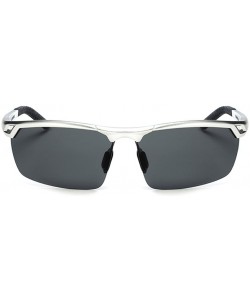 Sport Sports Sunglasses Drive Polarized Sunglasses HD Outdoor Glasses - Silver Frame Gun Gray Lens - CZ183AZKMTH $30.17