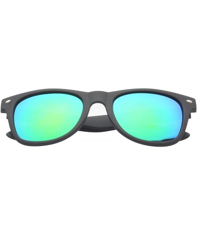 Round Retro Square Fashion Sunglasses in Black Frame Blue Lenses - Black - CD11OJZAWID $7.65