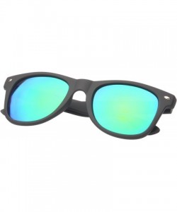 Round Retro Square Fashion Sunglasses in Black Frame Blue Lenses - Black - CD11OJZAWID $7.65