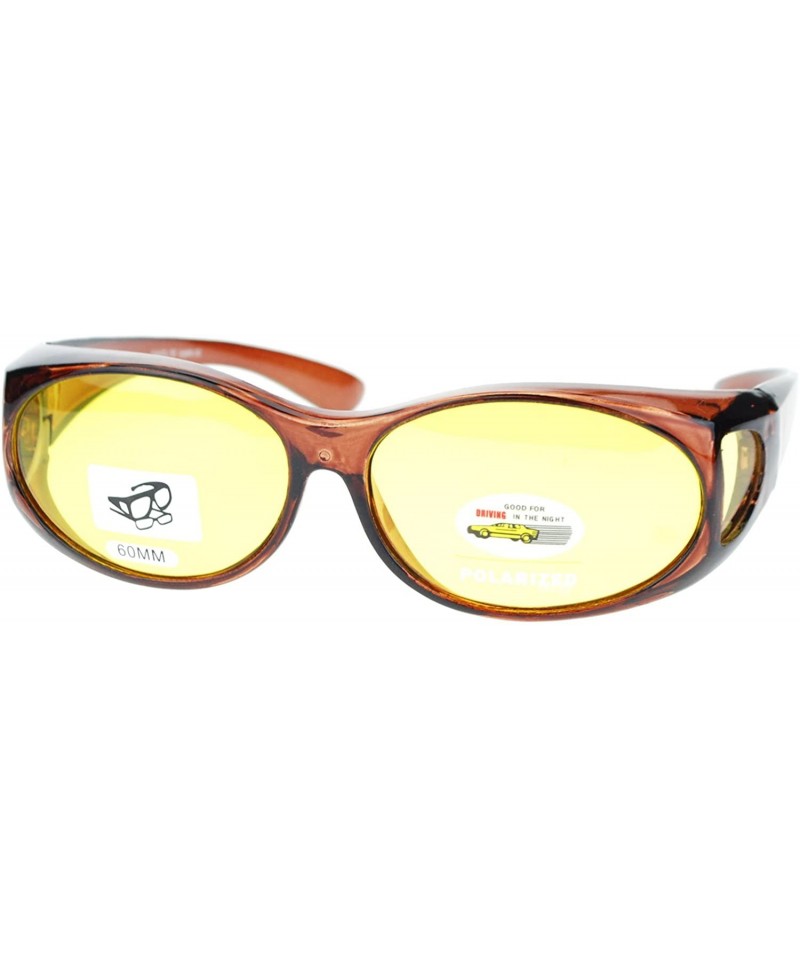 Oval Unisex Polarized Yellow Night Driving Lens Oval 60mm Fit Over Sunglasses - Brown - C811QLSG0ND $9.84