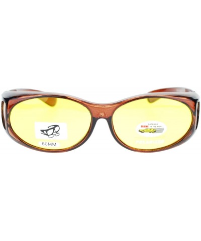 Oval Unisex Polarized Yellow Night Driving Lens Oval 60mm Fit Over Sunglasses - Brown - C811QLSG0ND $9.84