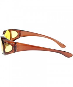Oval Unisex Polarized Yellow Night Driving Lens Oval 60mm Fit Over Sunglasses - Brown - C811QLSG0ND $9.84