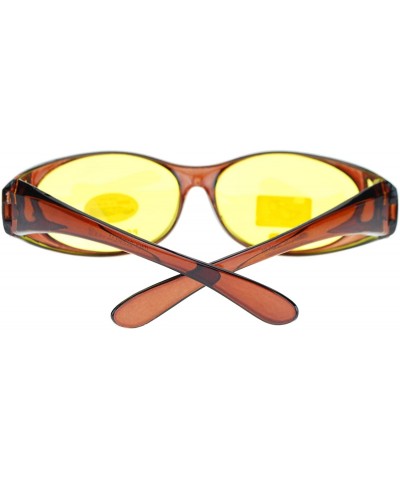 Oval Unisex Polarized Yellow Night Driving Lens Oval 60mm Fit Over Sunglasses - Brown - C811QLSG0ND $9.84