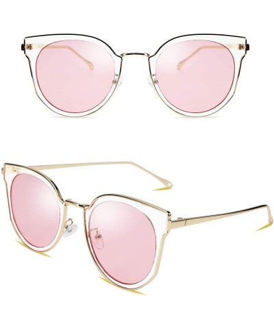 Cat Eye Fashion Cateye Sunglasses Women Cat eye Ladies Sun glasses UV400 Metal Frame B2256 - Pink - CD18SUI82CH $13.11